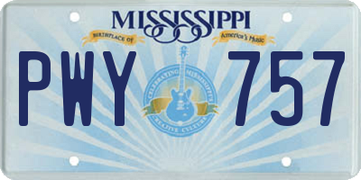 MS license plate PWY757