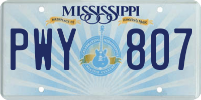 MS license plate PWY807