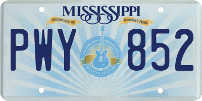 MS license plate PWY852