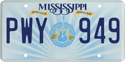 MS license plate PWY949