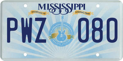 MS license plate PWZ080