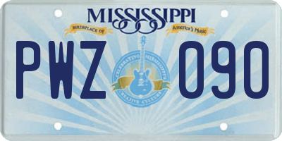 MS license plate PWZ090