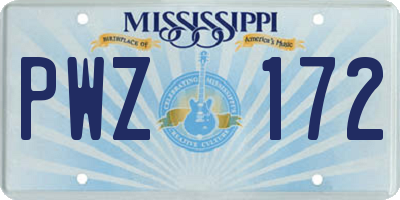 MS license plate PWZ172