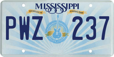 MS license plate PWZ237