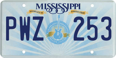MS license plate PWZ253