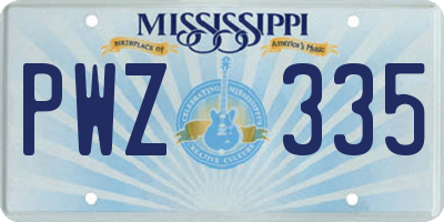 MS license plate PWZ335