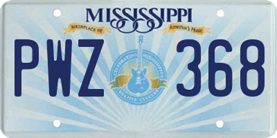 MS license plate PWZ368