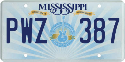 MS license plate PWZ387