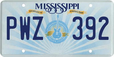 MS license plate PWZ392