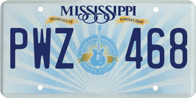 MS license plate PWZ468