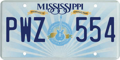 MS license plate PWZ554