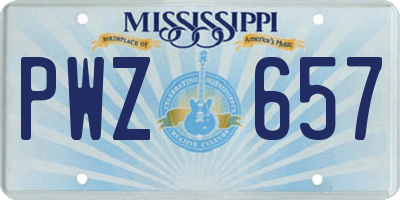 MS license plate PWZ657