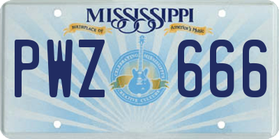 MS license plate PWZ666