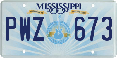 MS license plate PWZ673