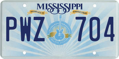 MS license plate PWZ704