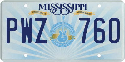 MS license plate PWZ760
