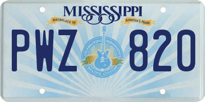 MS license plate PWZ820