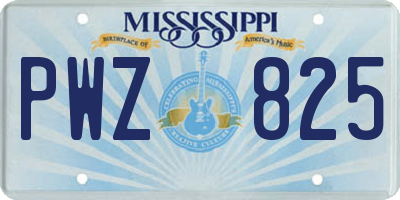 MS license plate PWZ825