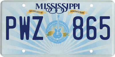 MS license plate PWZ865