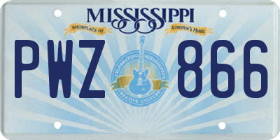 MS license plate PWZ866