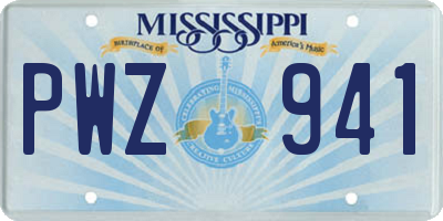 MS license plate PWZ941