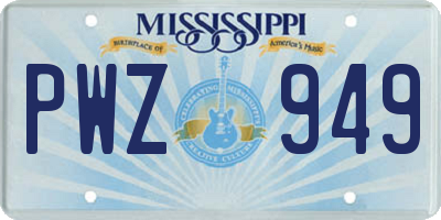 MS license plate PWZ949
