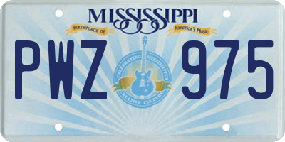 MS license plate PWZ975