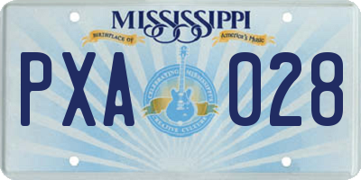 MS license plate PXA028