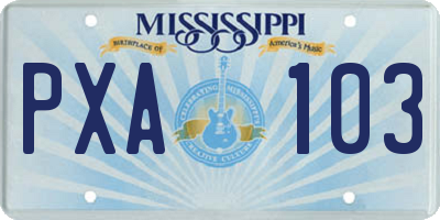 MS license plate PXA103