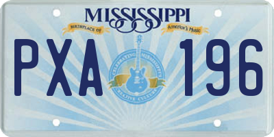 MS license plate PXA196