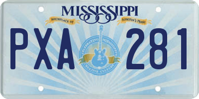 MS license plate PXA281