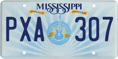 MS license plate PXA307
