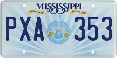 MS license plate PXA353