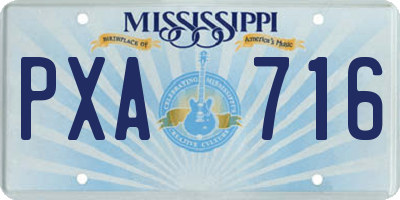 MS license plate PXA716
