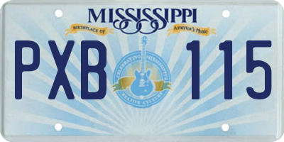 MS license plate PXB115