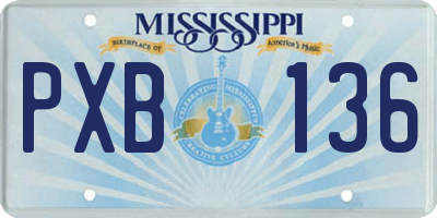 MS license plate PXB136