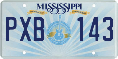 MS license plate PXB143