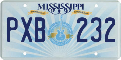 MS license plate PXB232