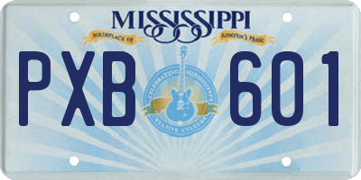 MS license plate PXB601
