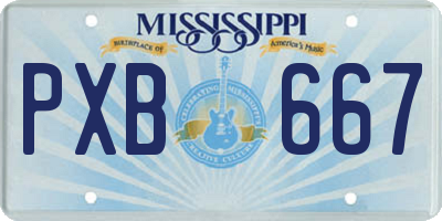 MS license plate PXB667