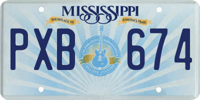 MS license plate PXB674
