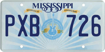 MS license plate PXB726