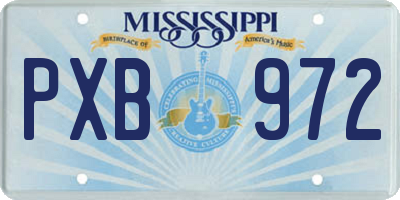 MS license plate PXB972