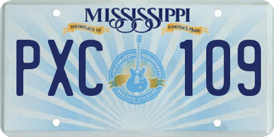 MS license plate PXC109