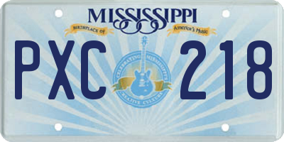 MS license plate PXC218