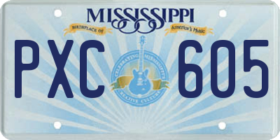 MS license plate PXC605