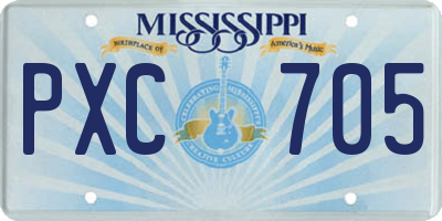 MS license plate PXC705