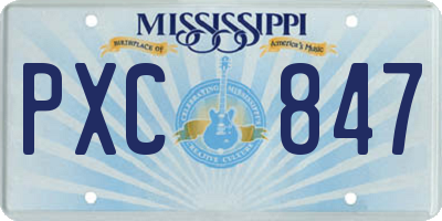 MS license plate PXC847