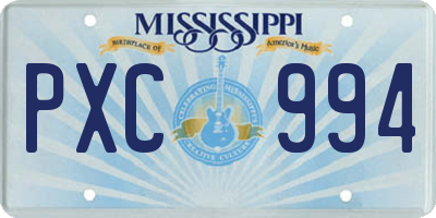 MS license plate PXC994
