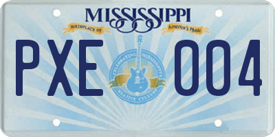 MS license plate PXE004